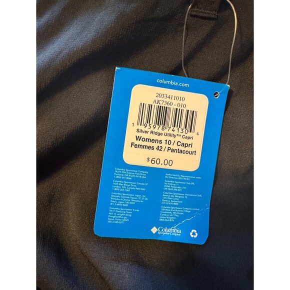 Columbia pantacourt Size 10 Black Capri Active Fit Omni Shade UPF 50 NWT $60 - Picture 6 of 8
